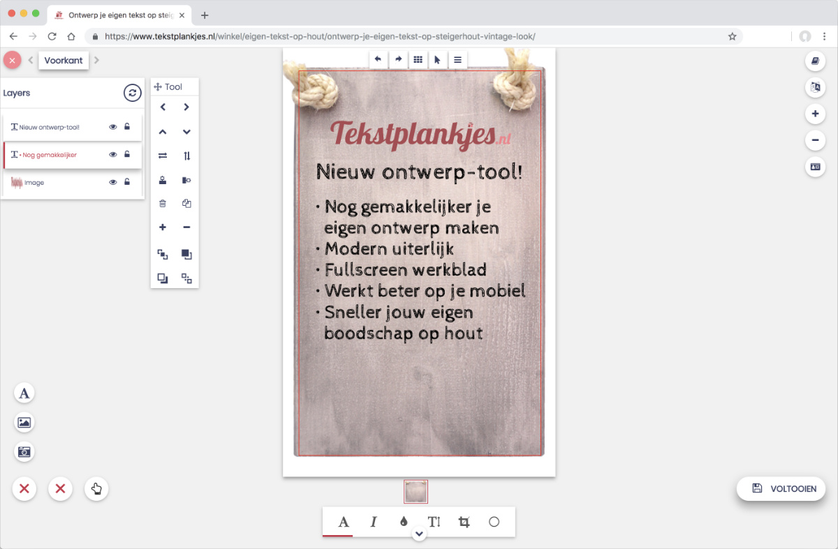 Nieuw online ontwerptool, maak nu nog makkelijker je eigen tekst op hout