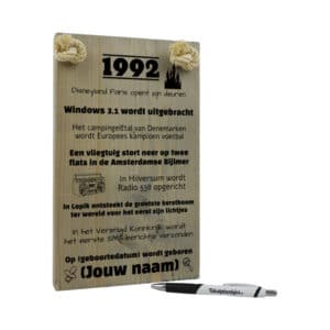 gepersonaliseerd verjaardagscadeau - origineel cadeau en persoonlijk cadeau man vrouw geboren in 1992