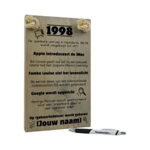 gepersonaliseerd verjaardagscadeau - origineel cadeau en persoonlijk cadeau man vrouw geboren in 1998