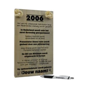 gepersonaliseerd verjaardagscadeau - origineel cadeau en persoonlijk cadeau man vrouw geboren in 2006